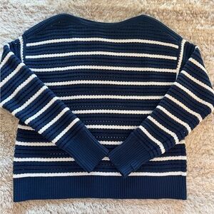 lululemon athletica Navy and White Striped Crew Sweater